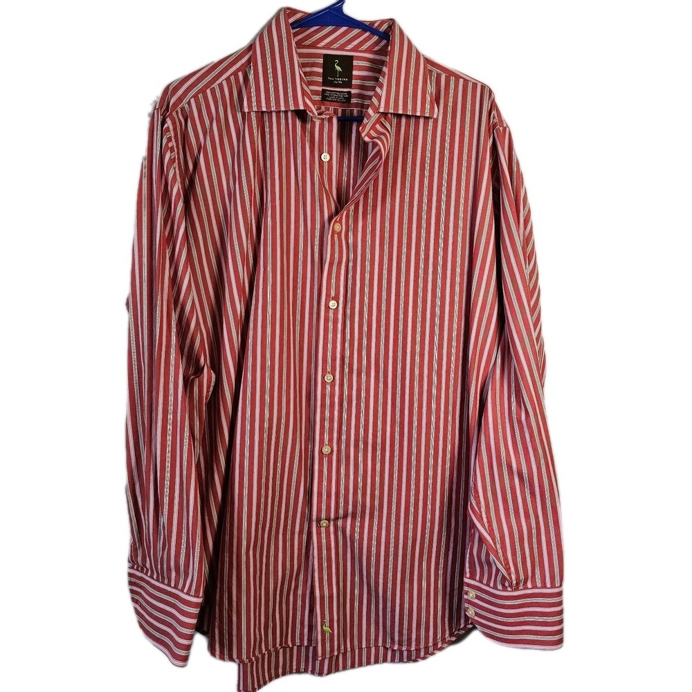 Tailorbyrd Colorful Striped 100% Cotton Long Sleeve Button Down Shirt Men's XL